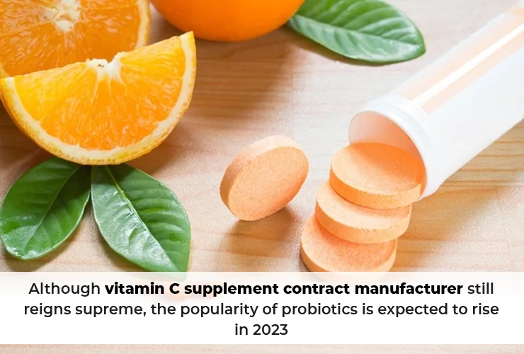 Although vitamin C supplement contract manufacturer still reigns supreme, the popularity of probiotics is expected to rise in 2023.