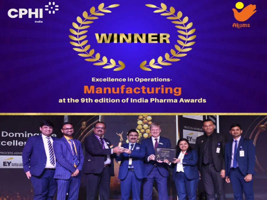 Akums CDMO wins Indian pharma award for excellence in operations & manufacturing award at CPHI event
