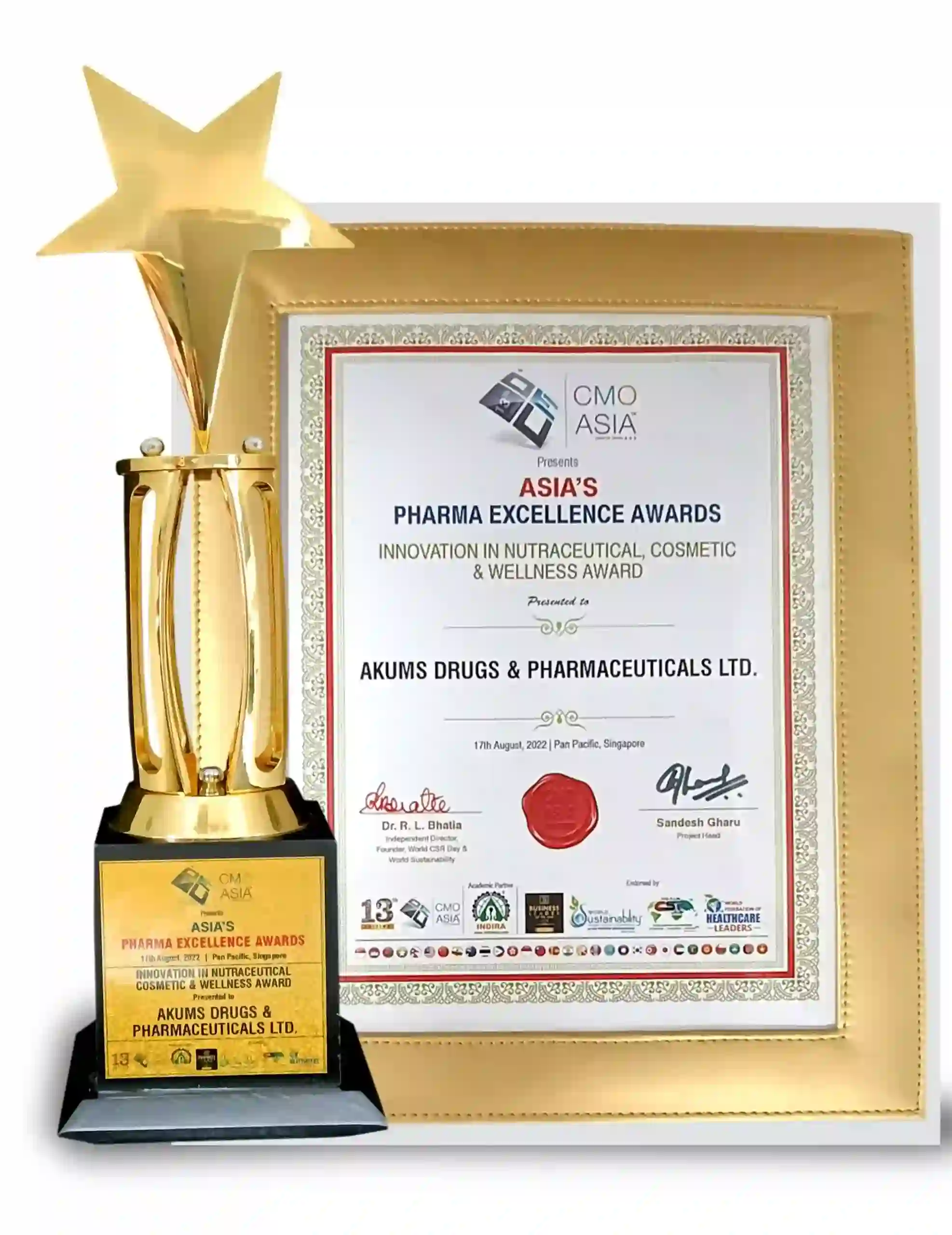 Akums awarded as Innovation-in-Nutraceutical-Cosmetic-Wellness-Award-2022-by-CMO-Asia