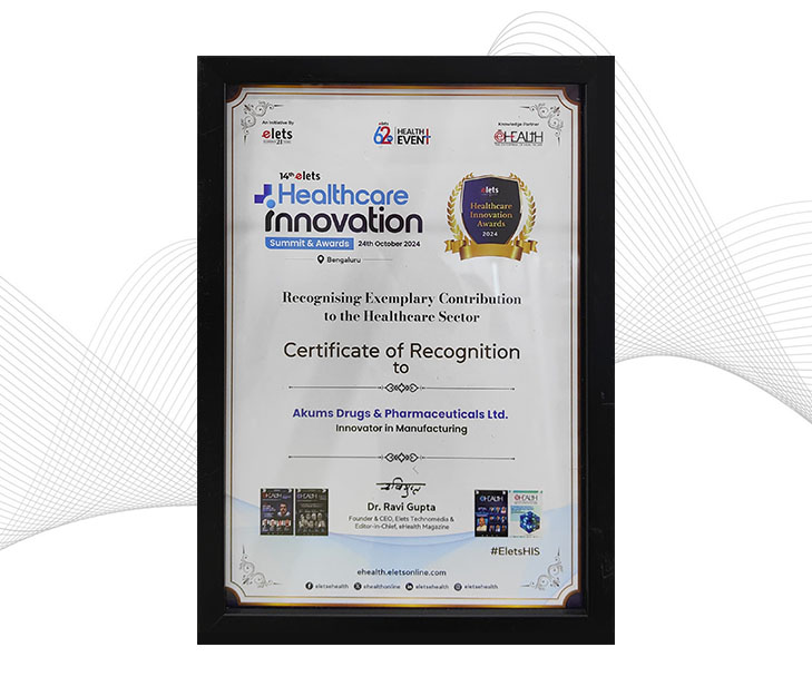 Akums recognized as Innovator in Manufacturing at Elets Healthcare Innovation Awards 2024